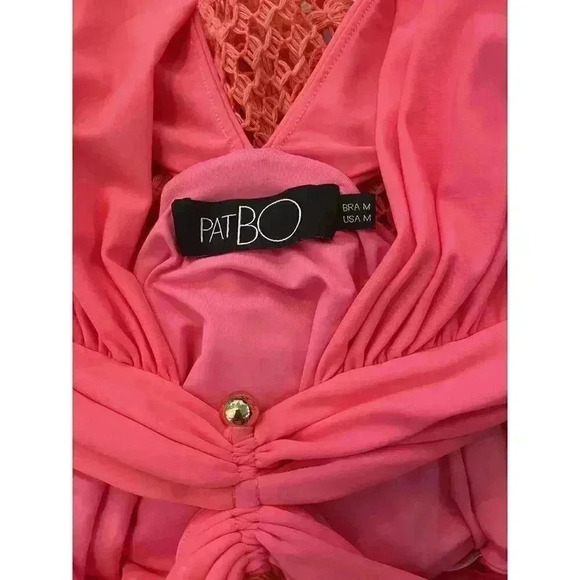 Patbo Crochet Cut Out Maxi Dress Medium 6 8 Beach Coral Plunge Beach Monstera - Picture 4 of 7